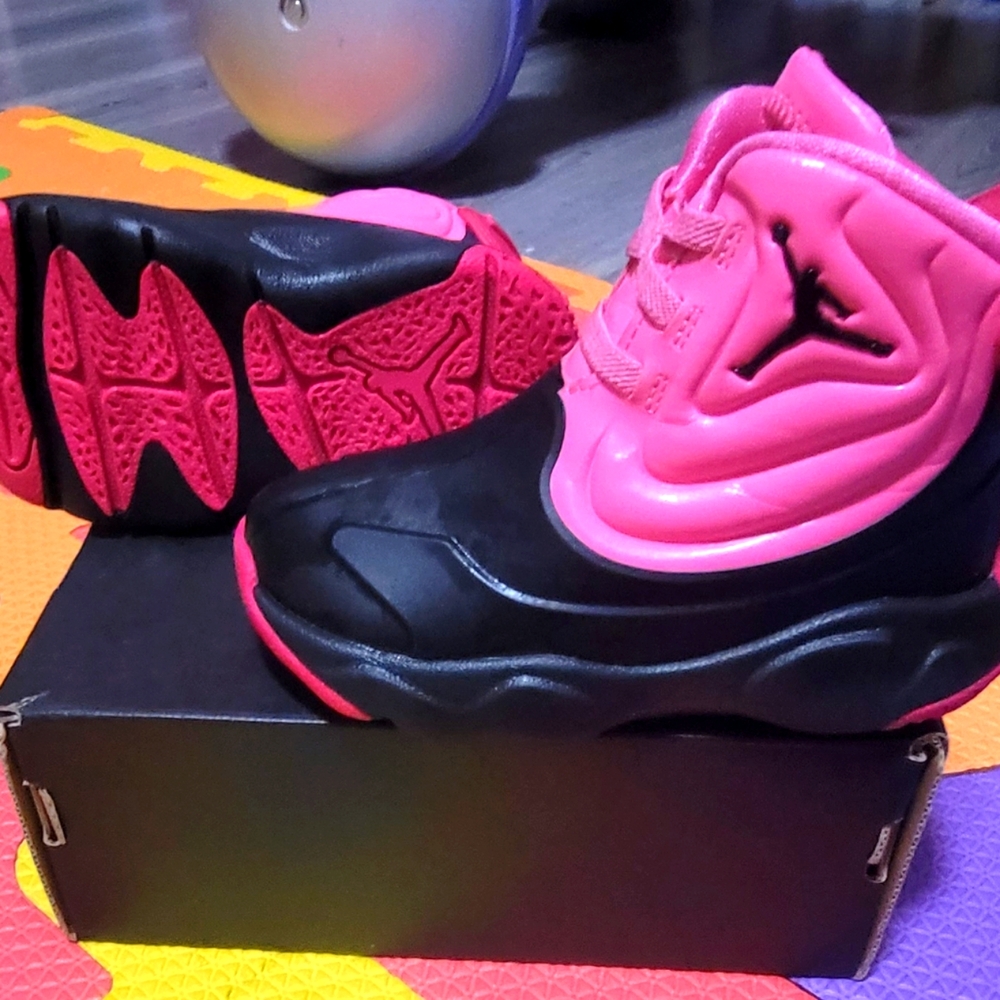 Kids' Black and Pink Jordan Shoes
